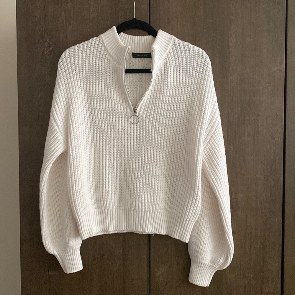 Glassons White Knit Zip-Up